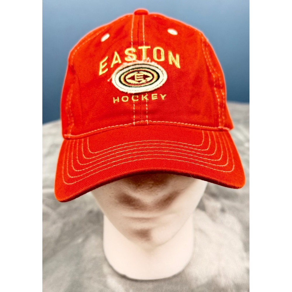 Easton Hockey Mens Hat Orange Embroidered Logo Strapback Cap